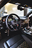 black steering wheel in car