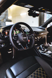 black steering wheel in car