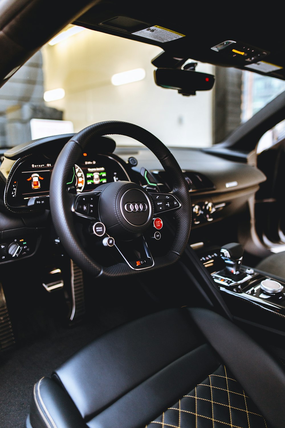 black steering wheel in car