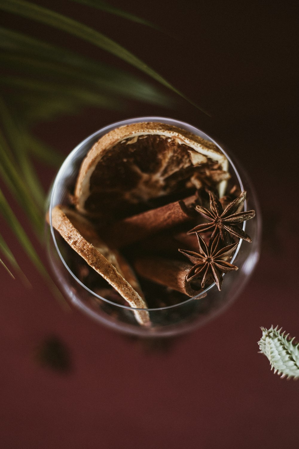 brown and silver round ornament