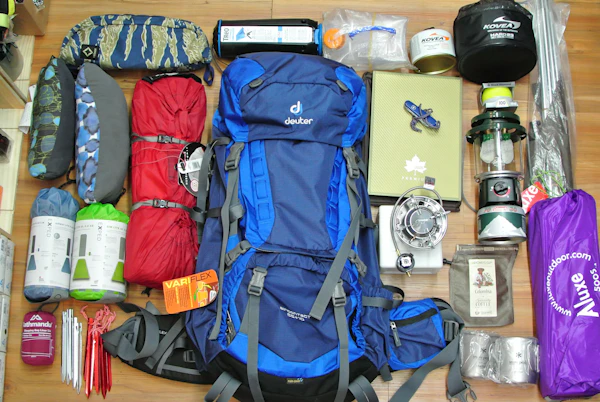 Branded backpack on the trail