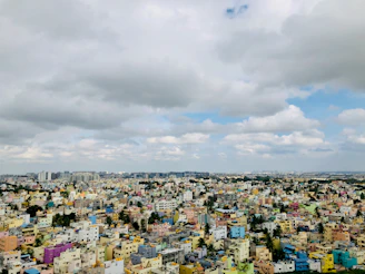 aerial view of city under cloudy sky during daytime