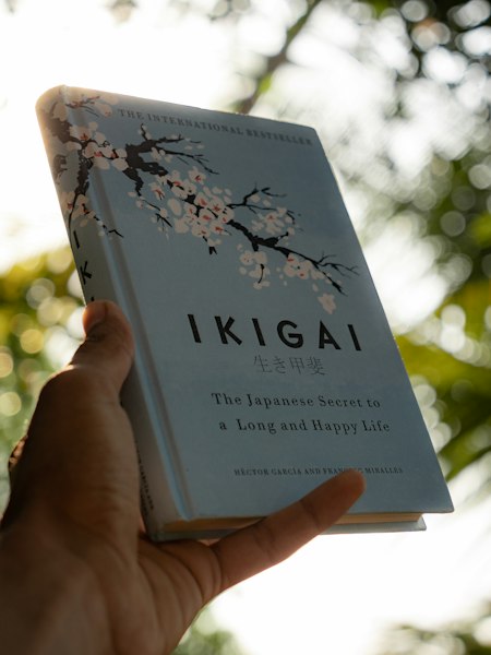 Customer holding a book inside an indie bookstore