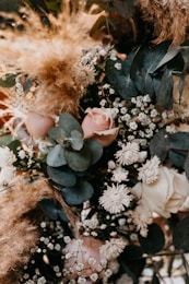 white and brown flowers on brown dried leaves