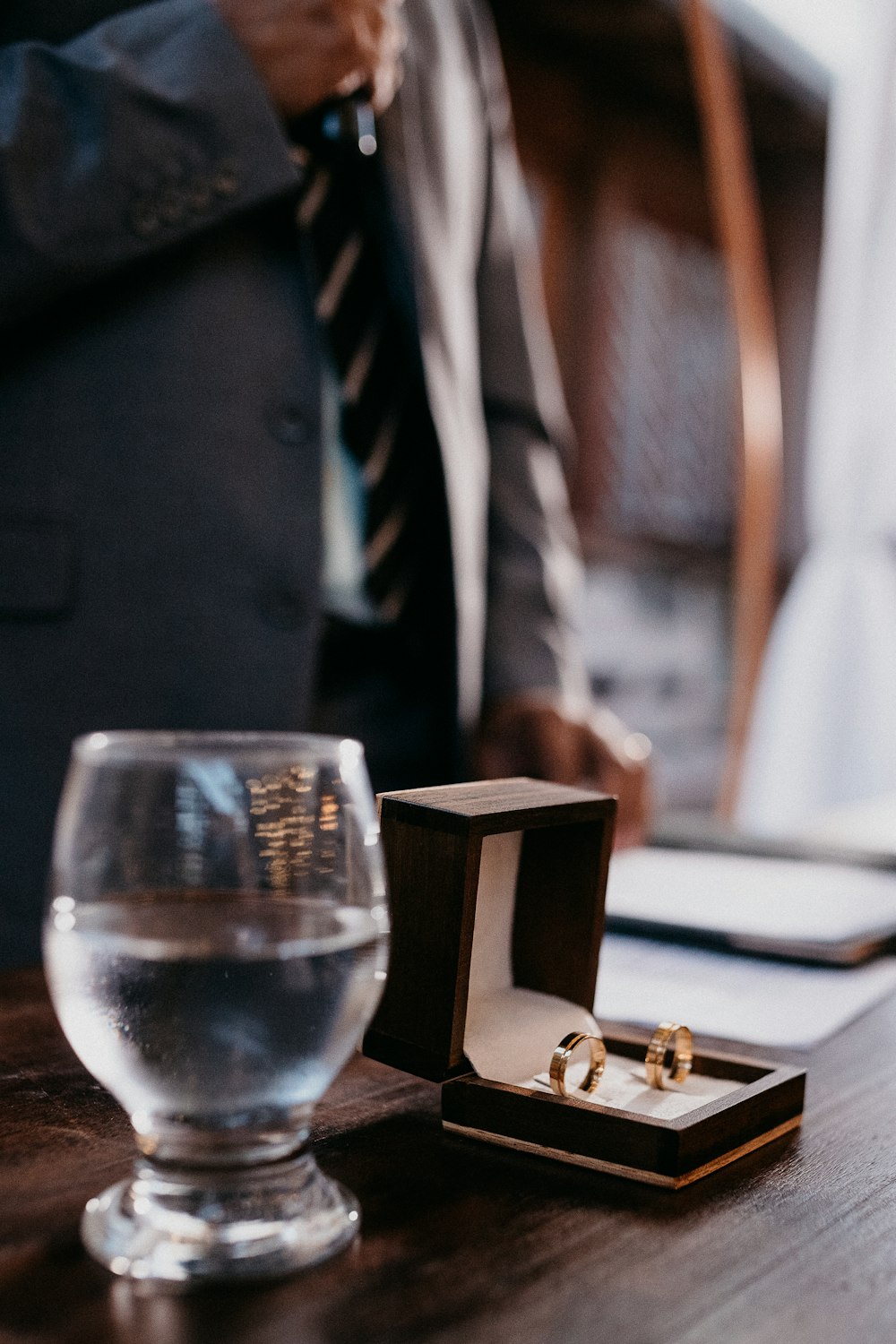 clear wine glass on table