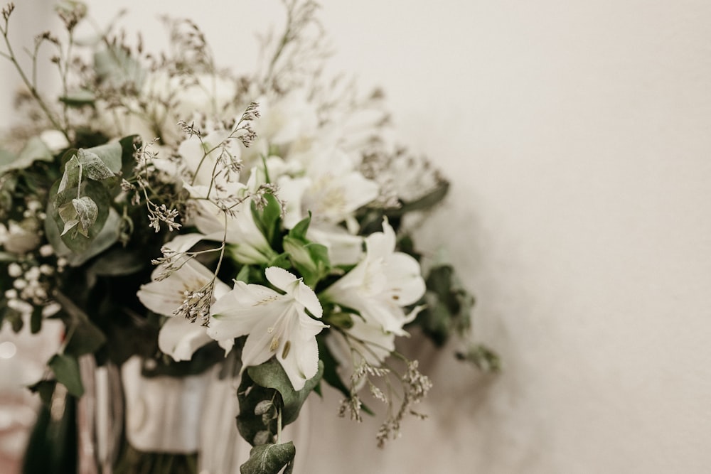 white flowers on white background