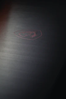 A sleek dark-themed esports contact panel with red and green accents and a shield logo.