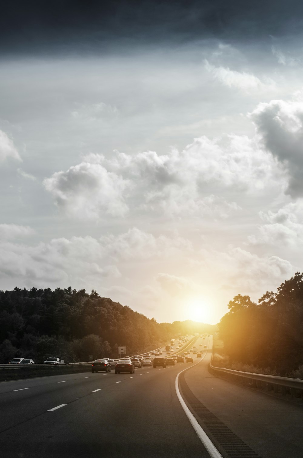 green trees under white clouds during sunset