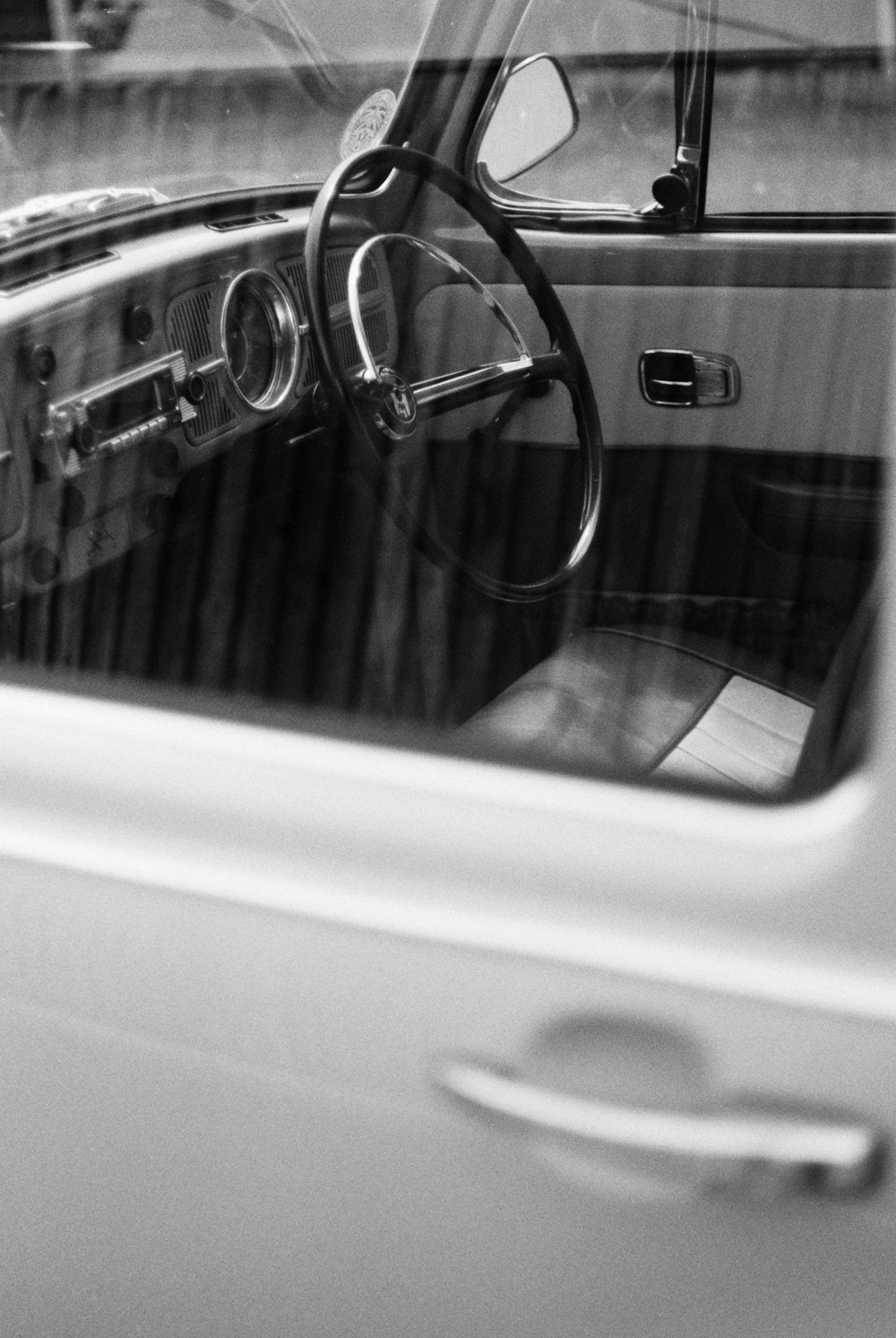 white and black car door