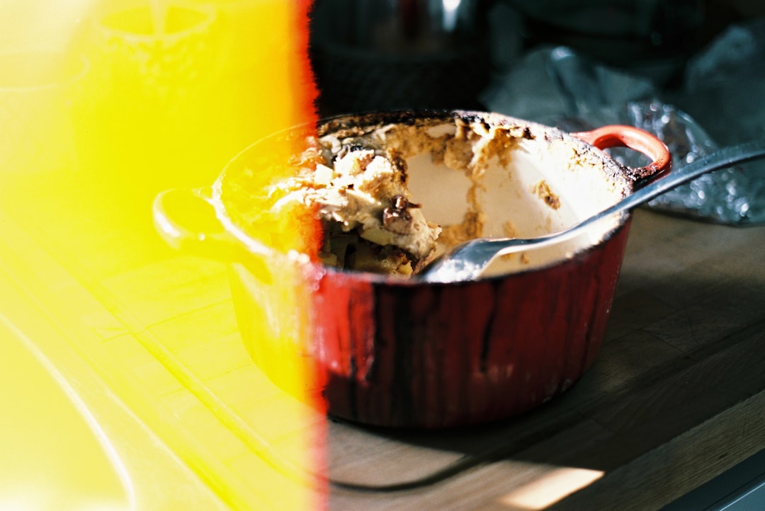 ice cream in brown ceramic bowl