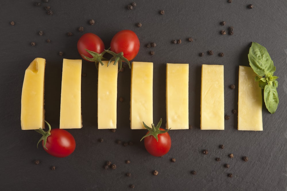 red cherry tomatoes on gray surface