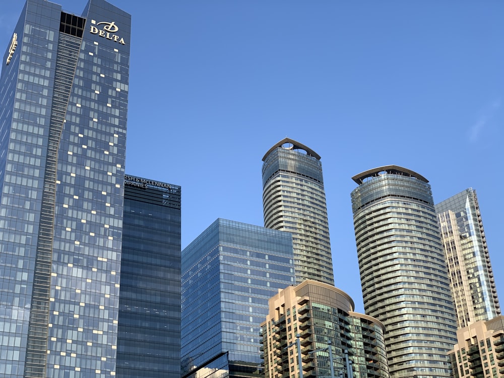 blue and white high rise building