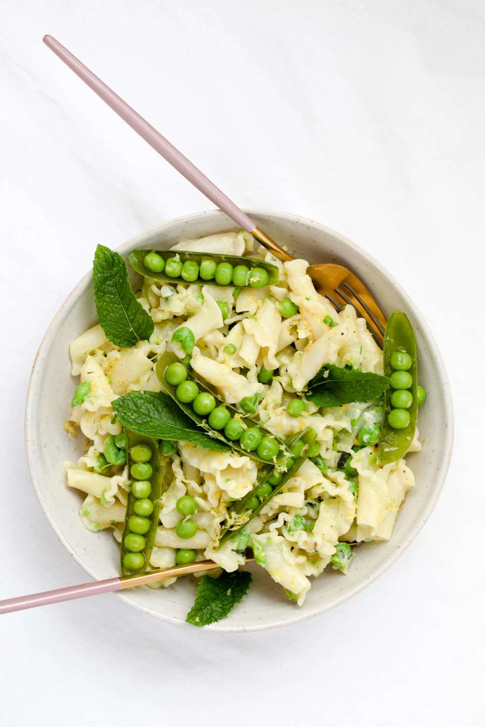 Serving inspiration: lemon pasta with peas and mint