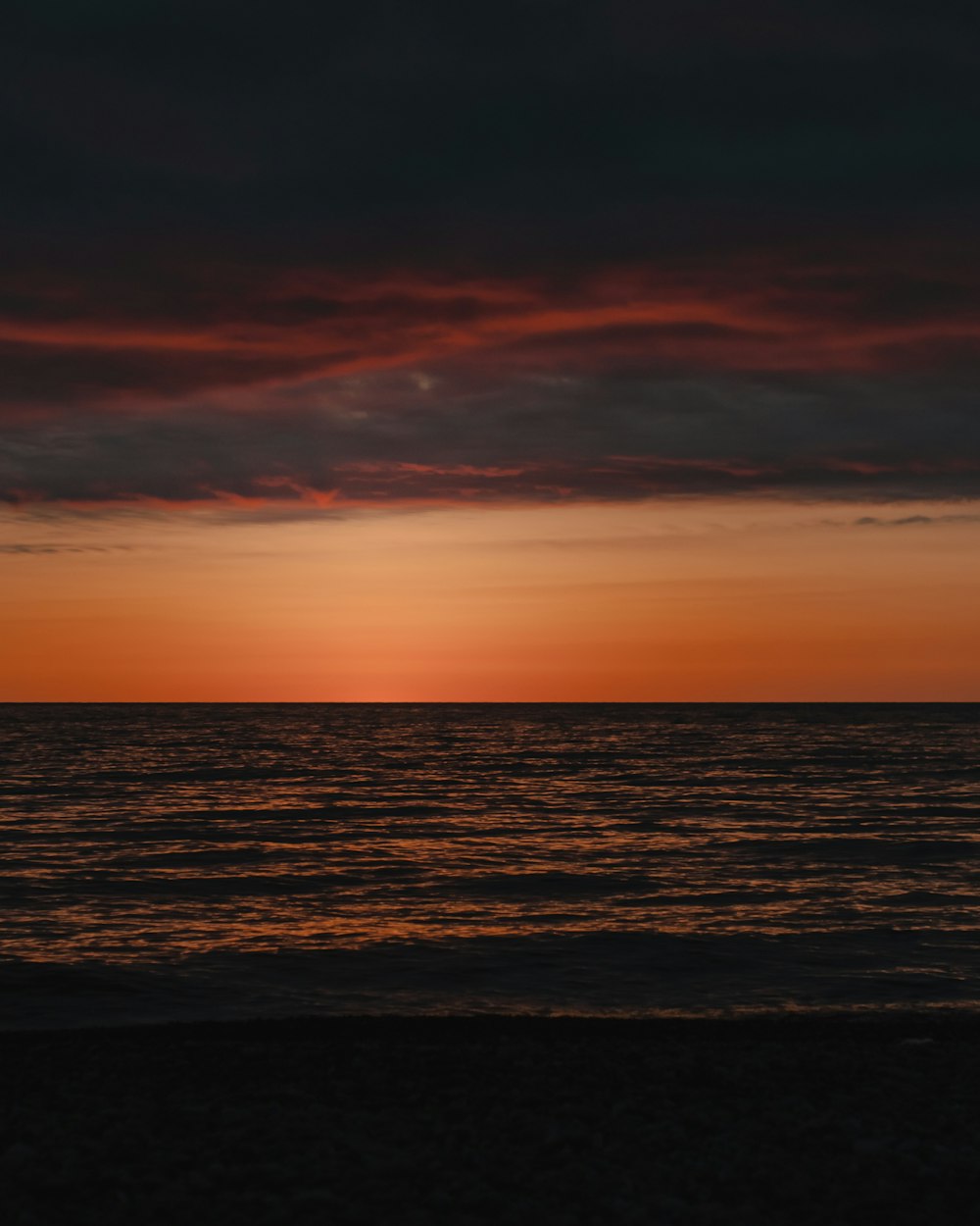 body of water during sunset