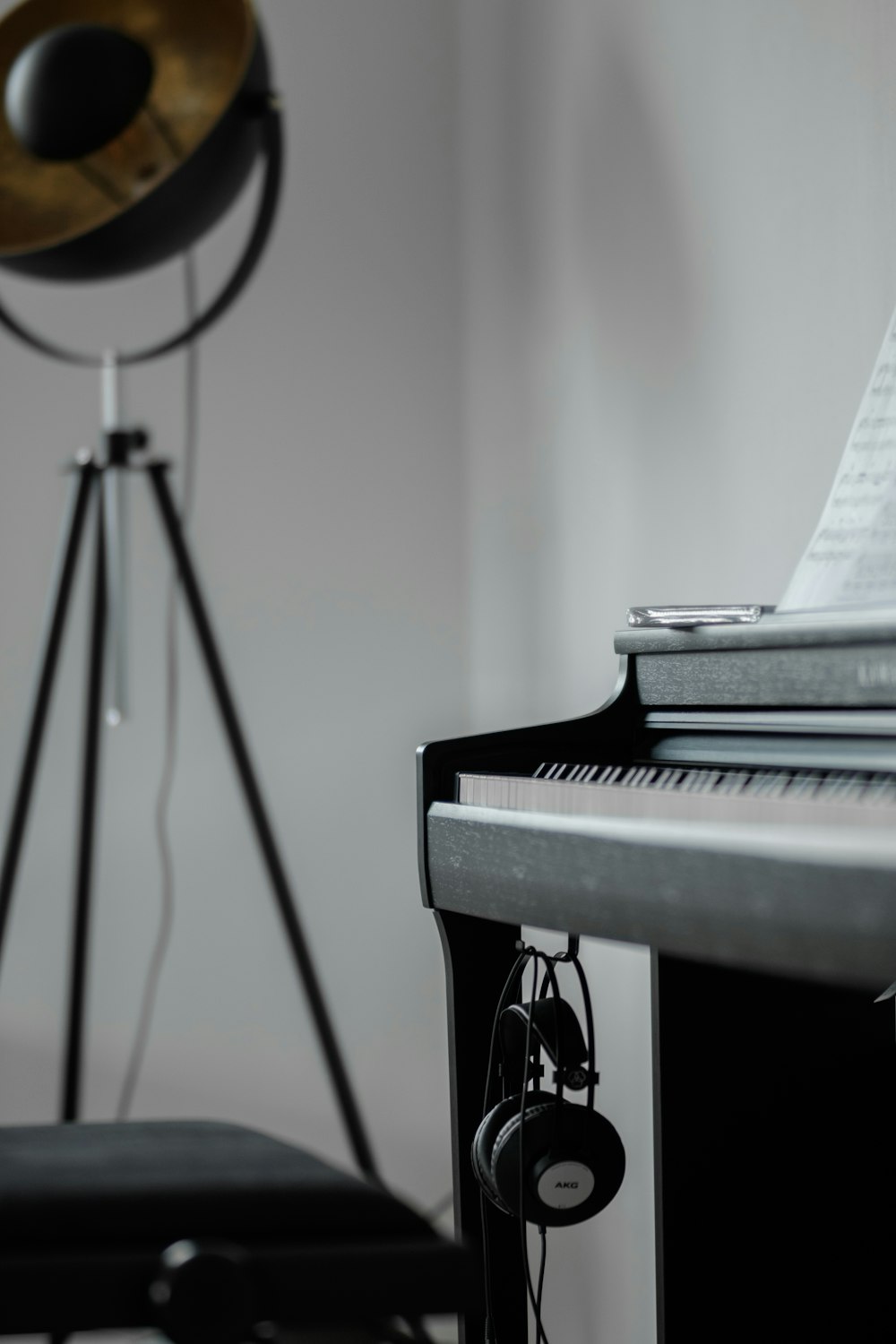 black and white upright piano