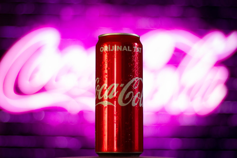 coca cola can in bokeh photography