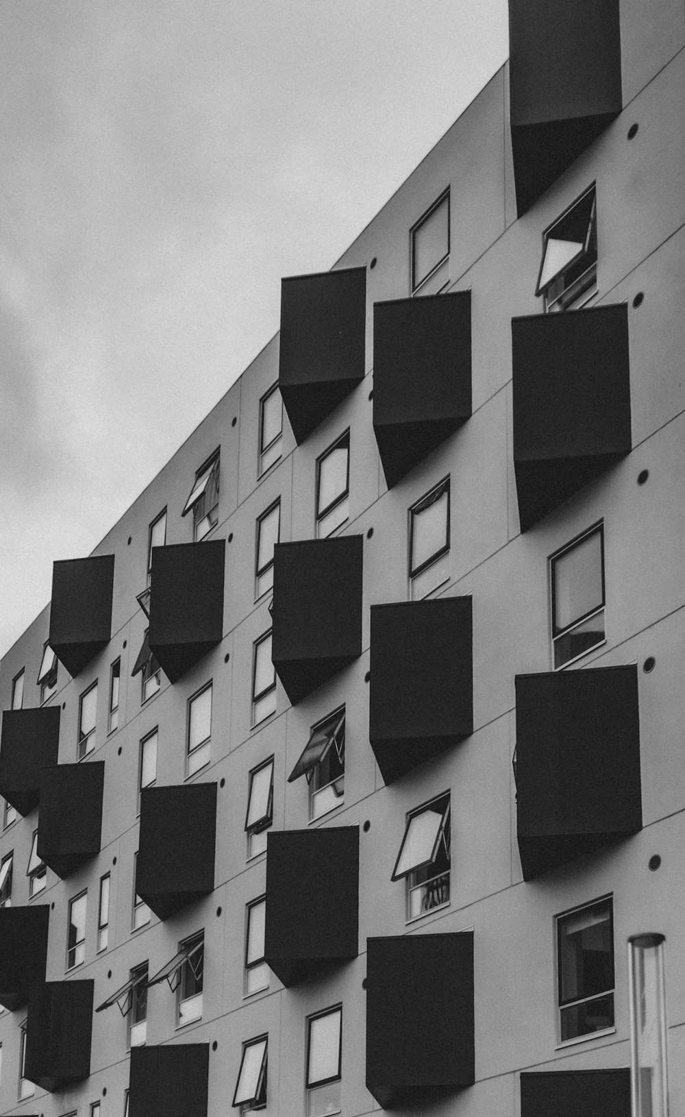 black and white concrete building