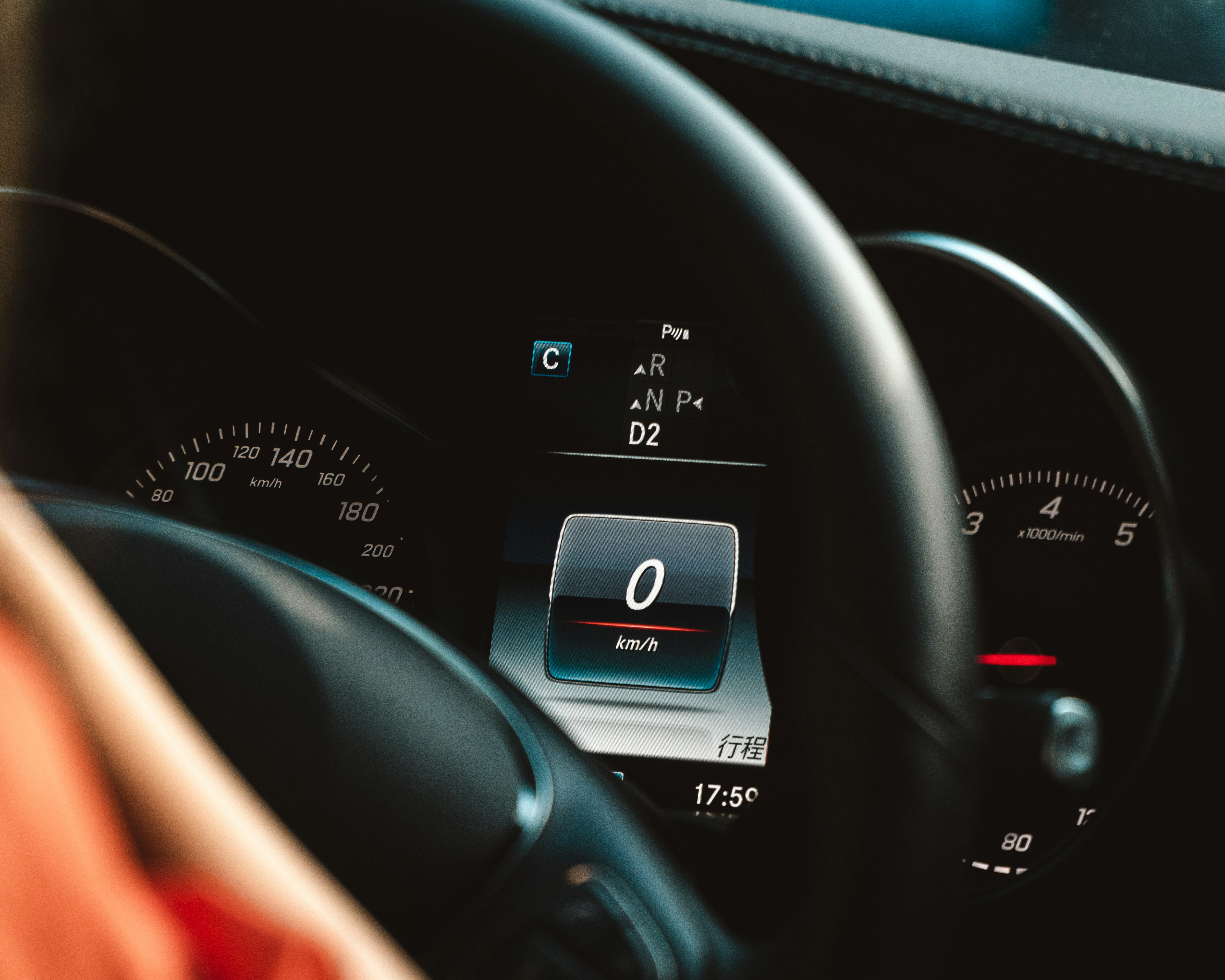 Black car instrument panel