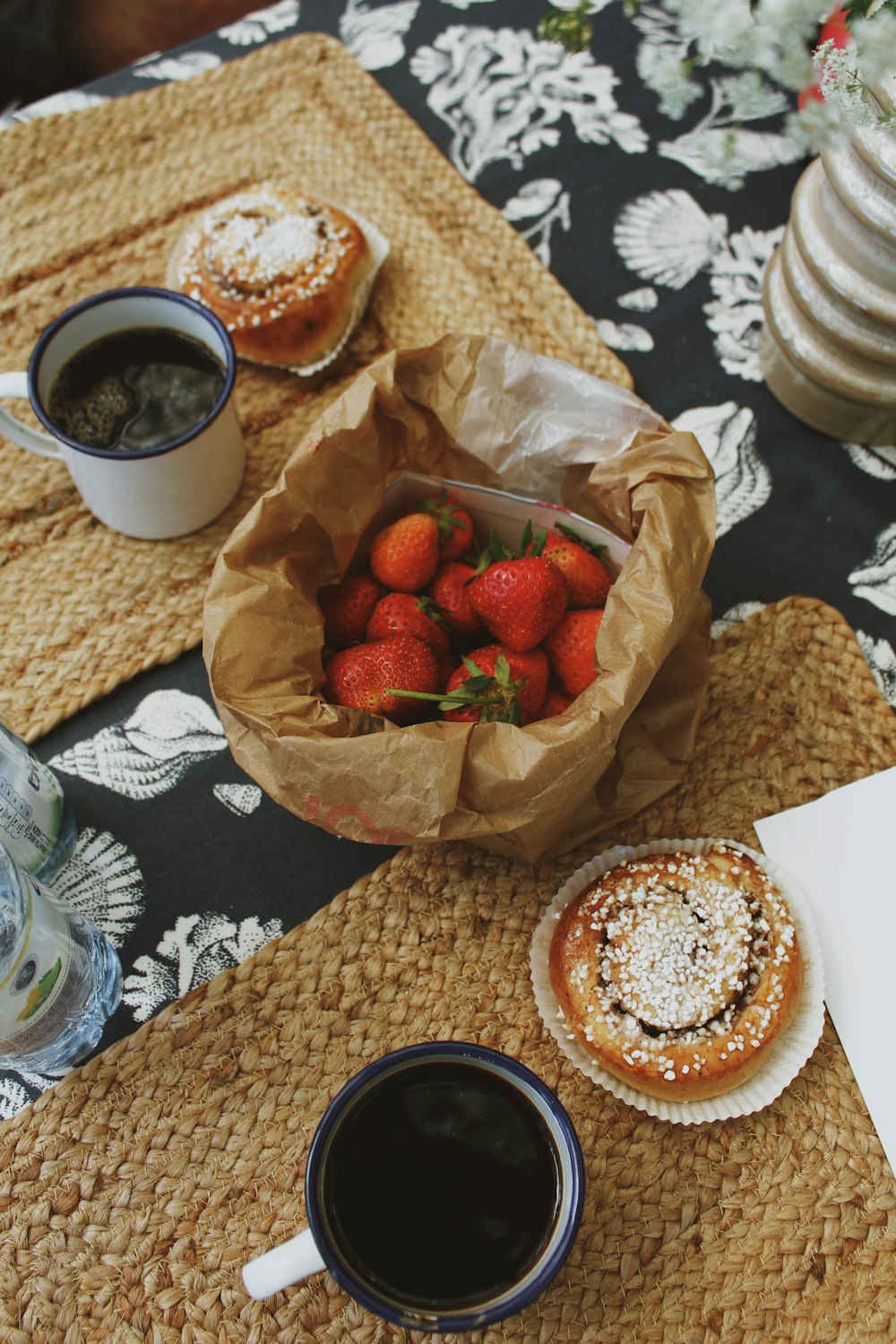 strawberry on brown paper bag