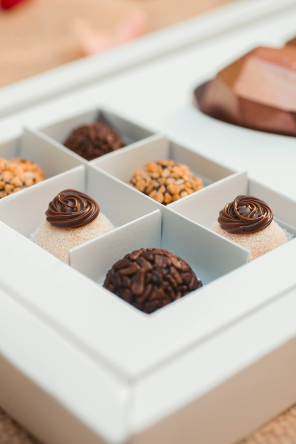 chocolate and vanilla ice cream on white ceramic tray