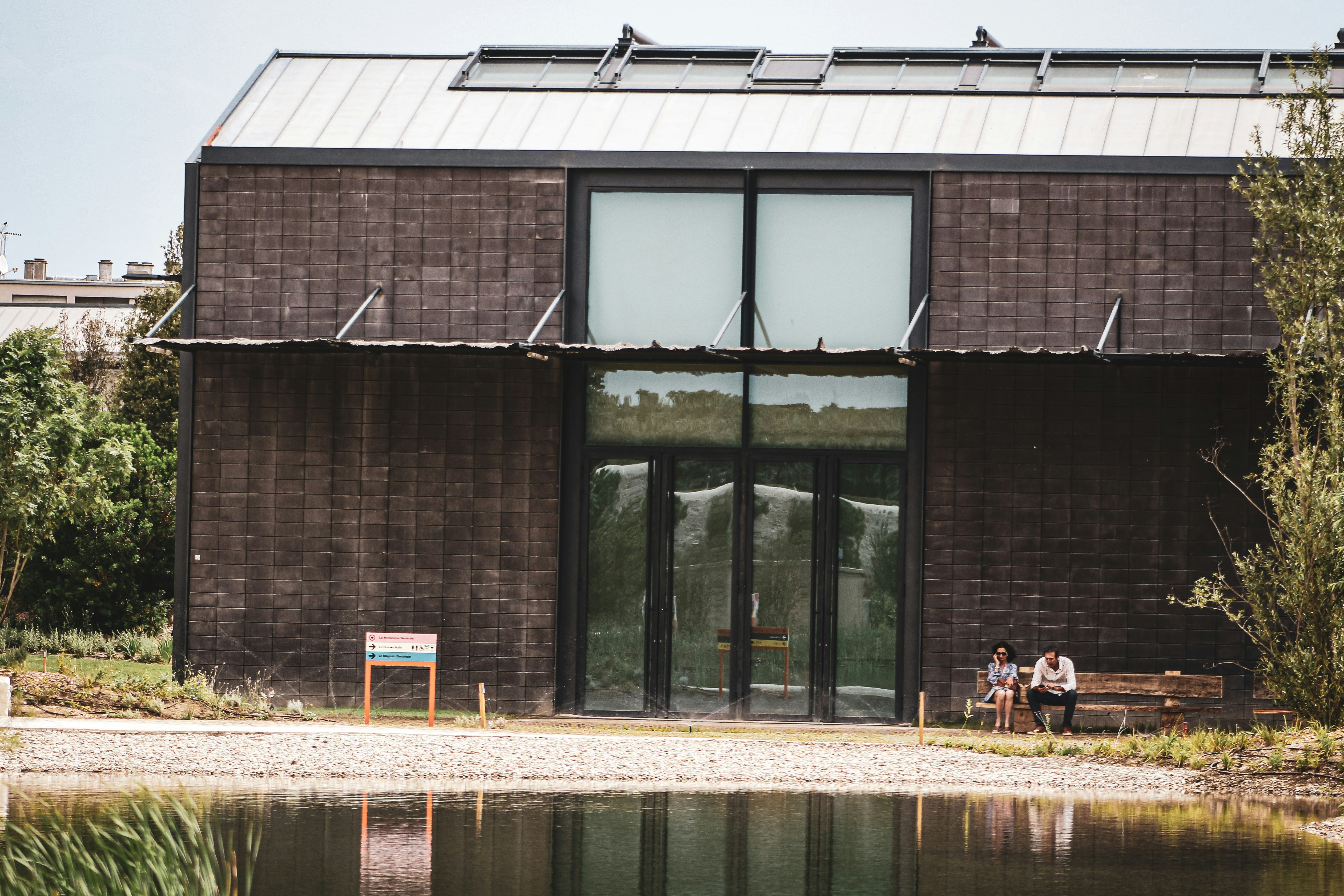 black wooden framed glass window