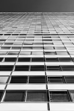 white and black glass building