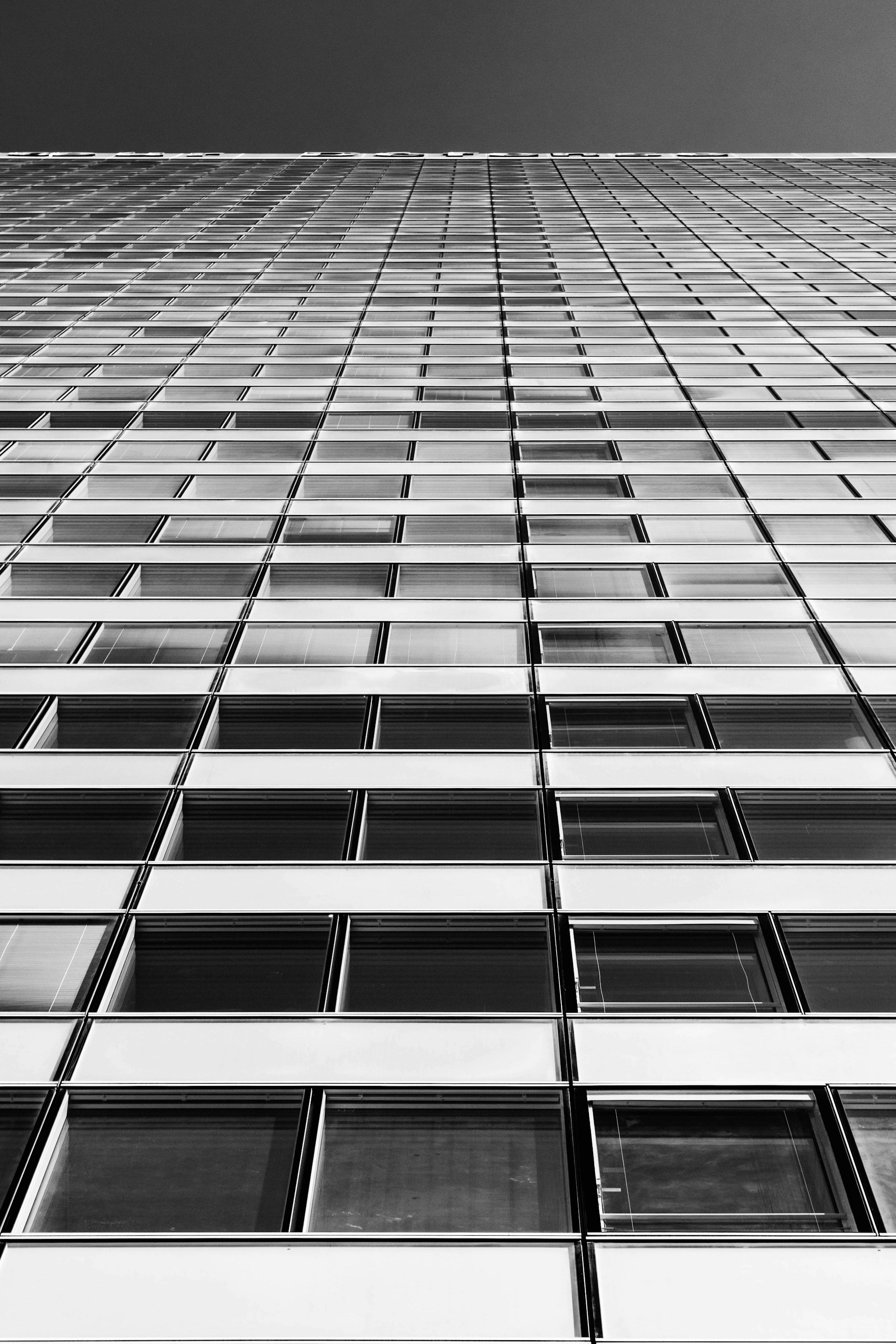 white and black glass building