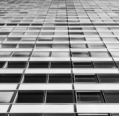 white and black glass building