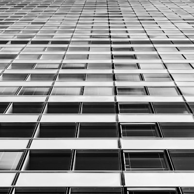 white and black glass building