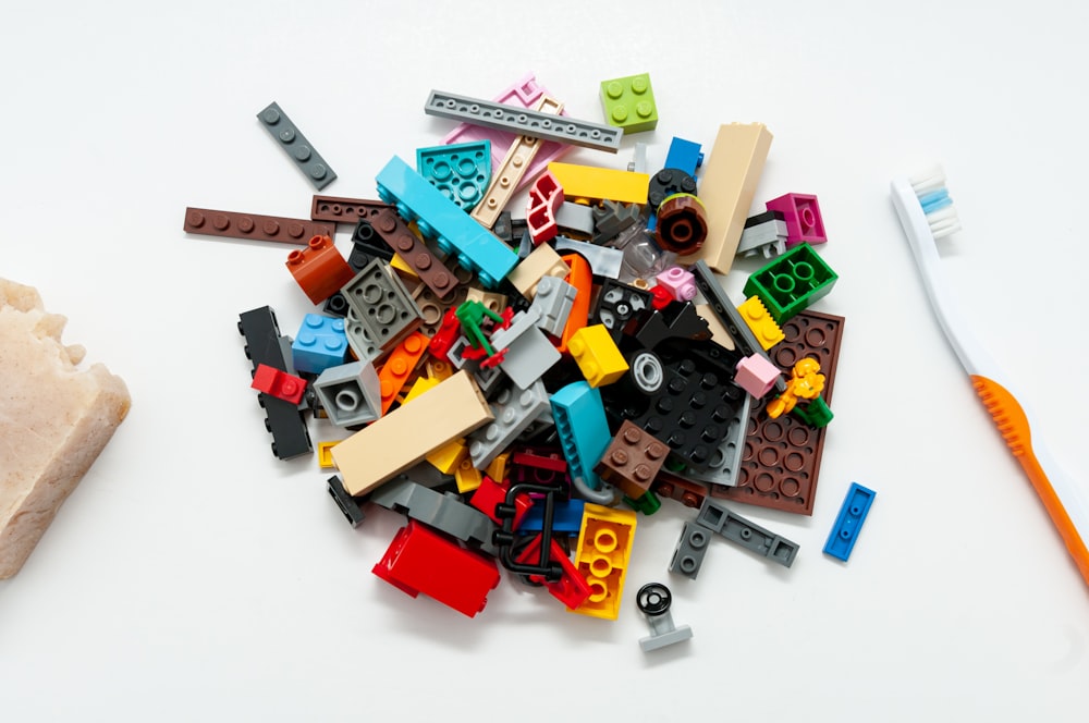 lego blocks on white table