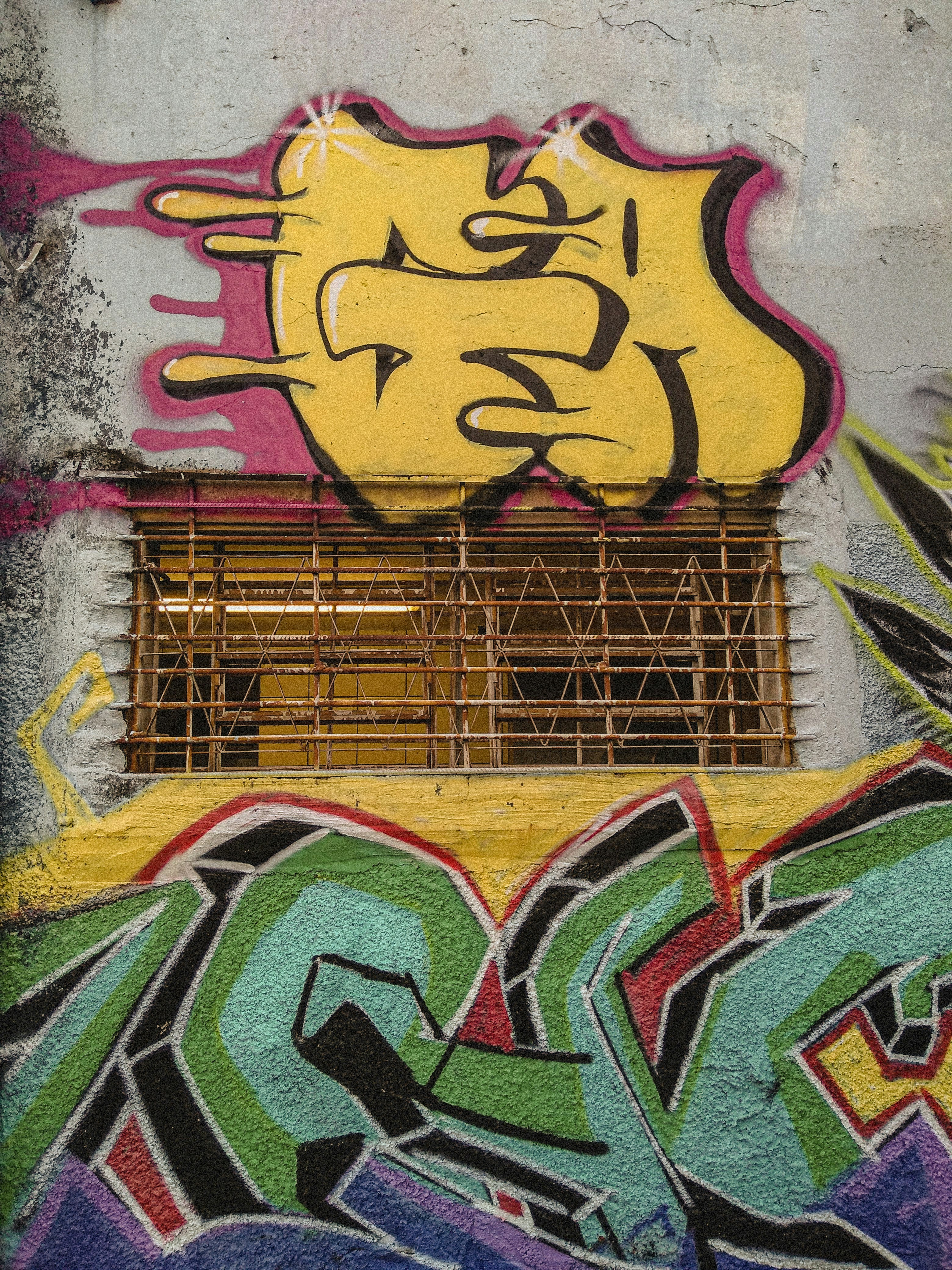 yellow green and red graffiti