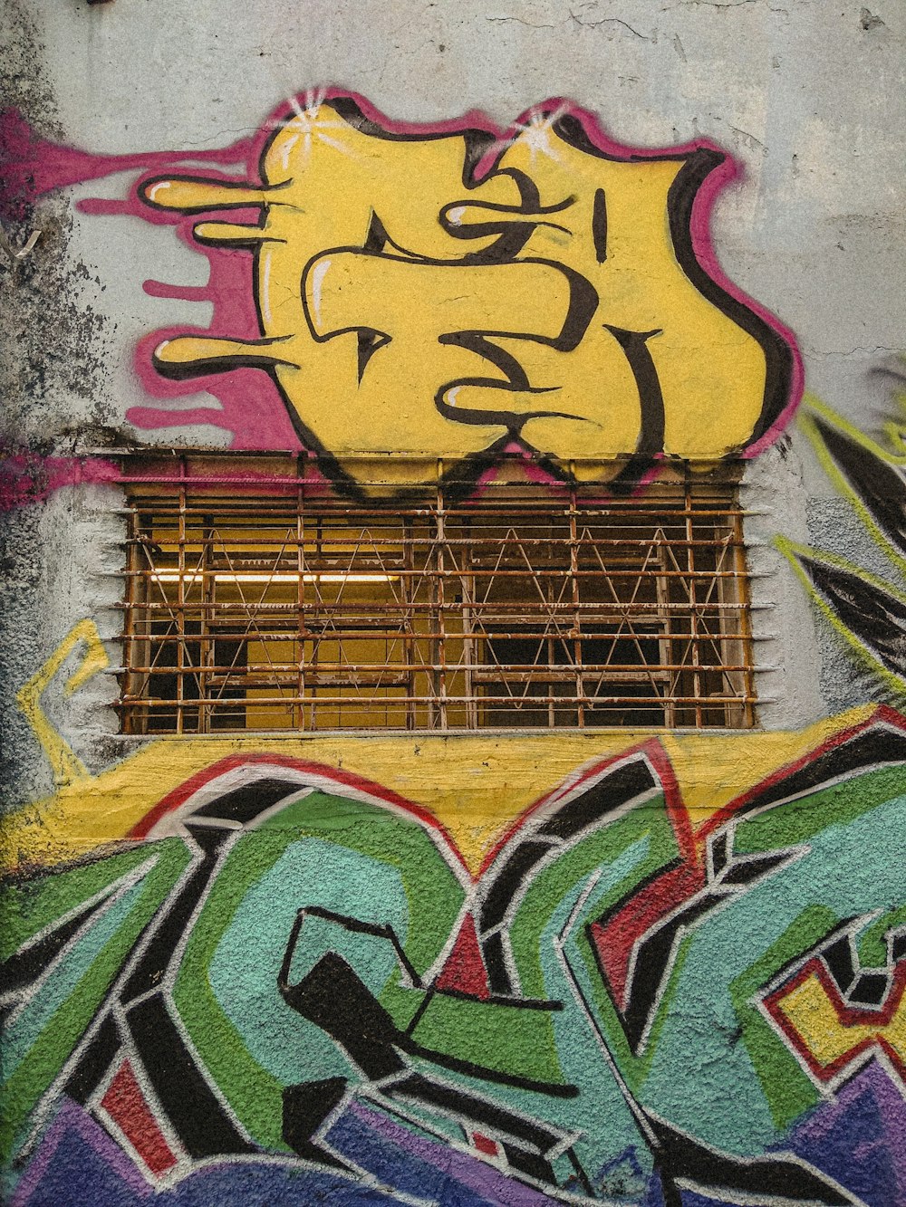 yellow green and red graffiti