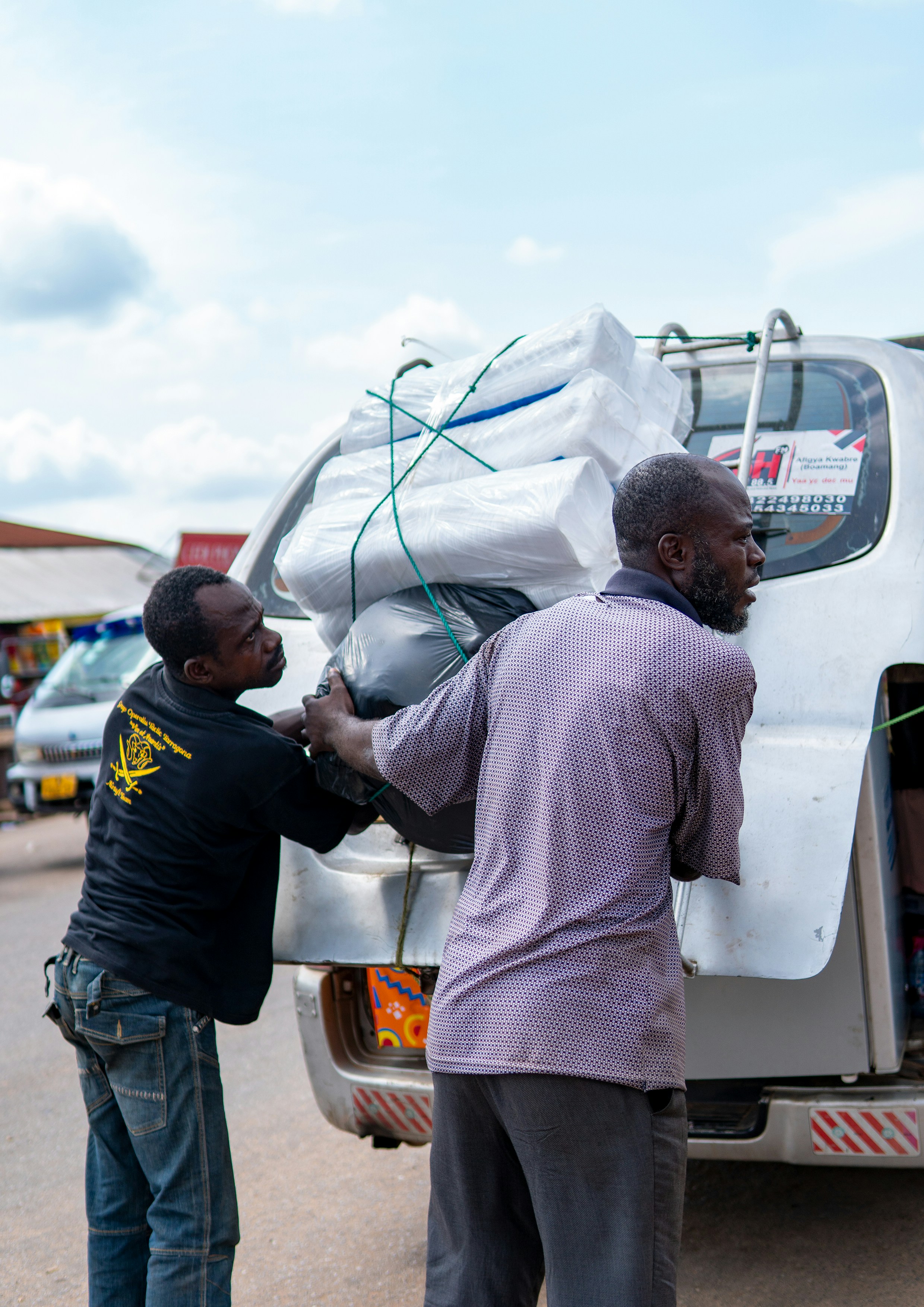 Humanitarian team delivering aid