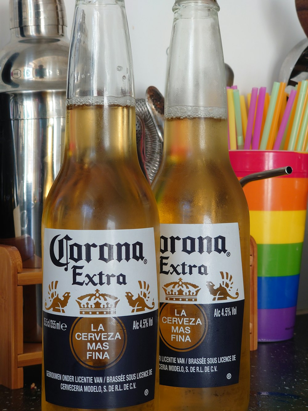 corona extra beer bottle on table
