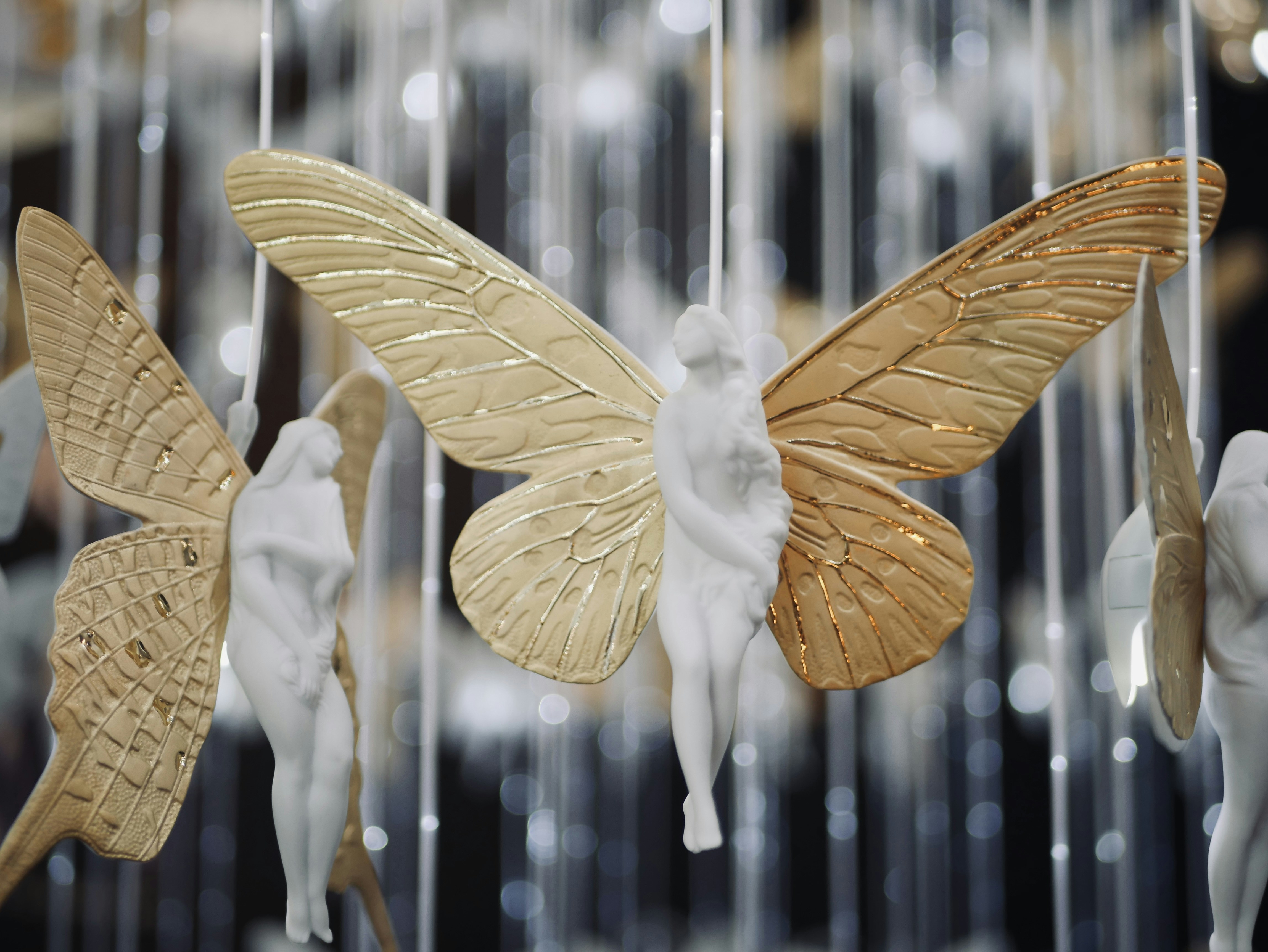 brown and white butterfly decor