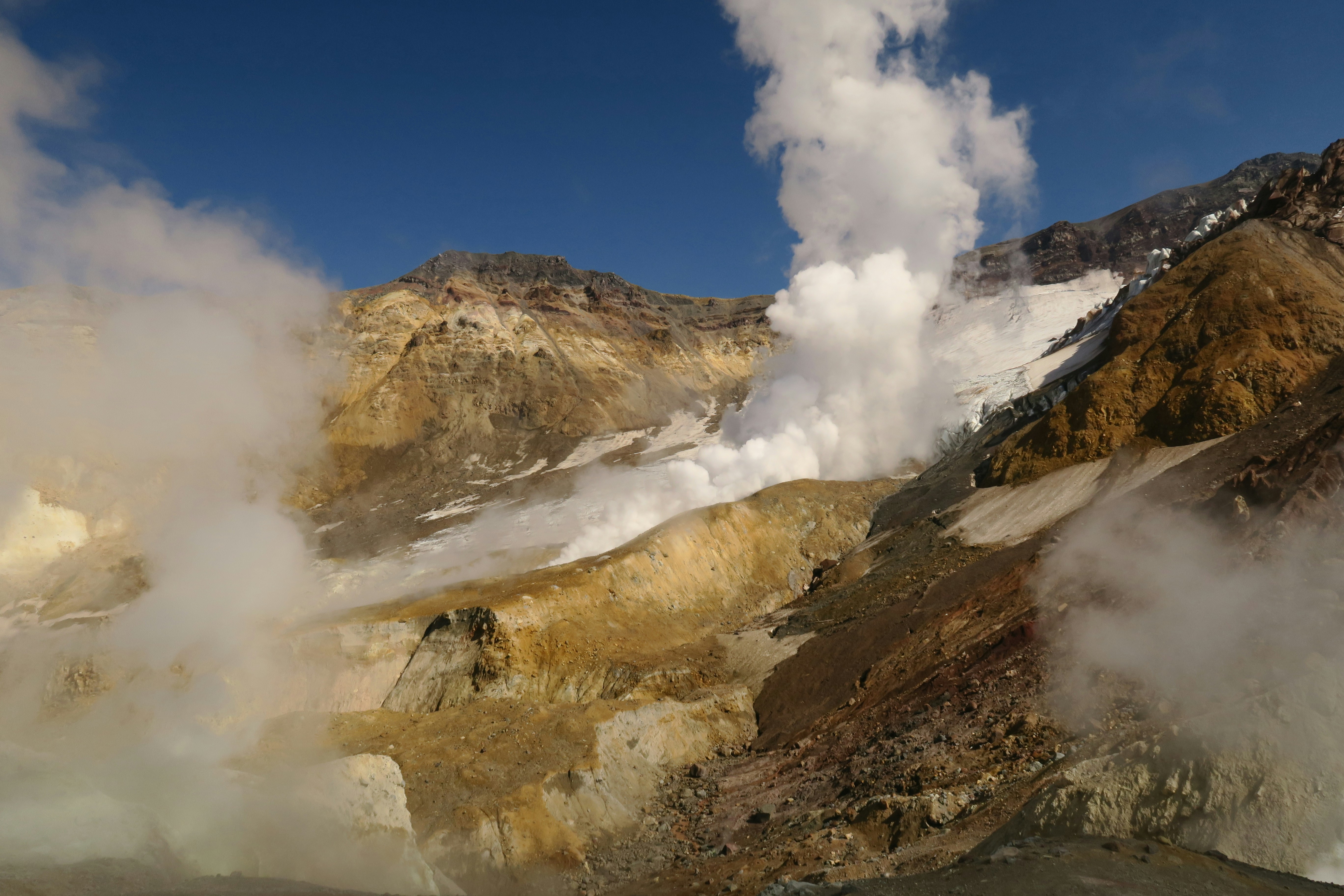 Bromo volcano crater close up.