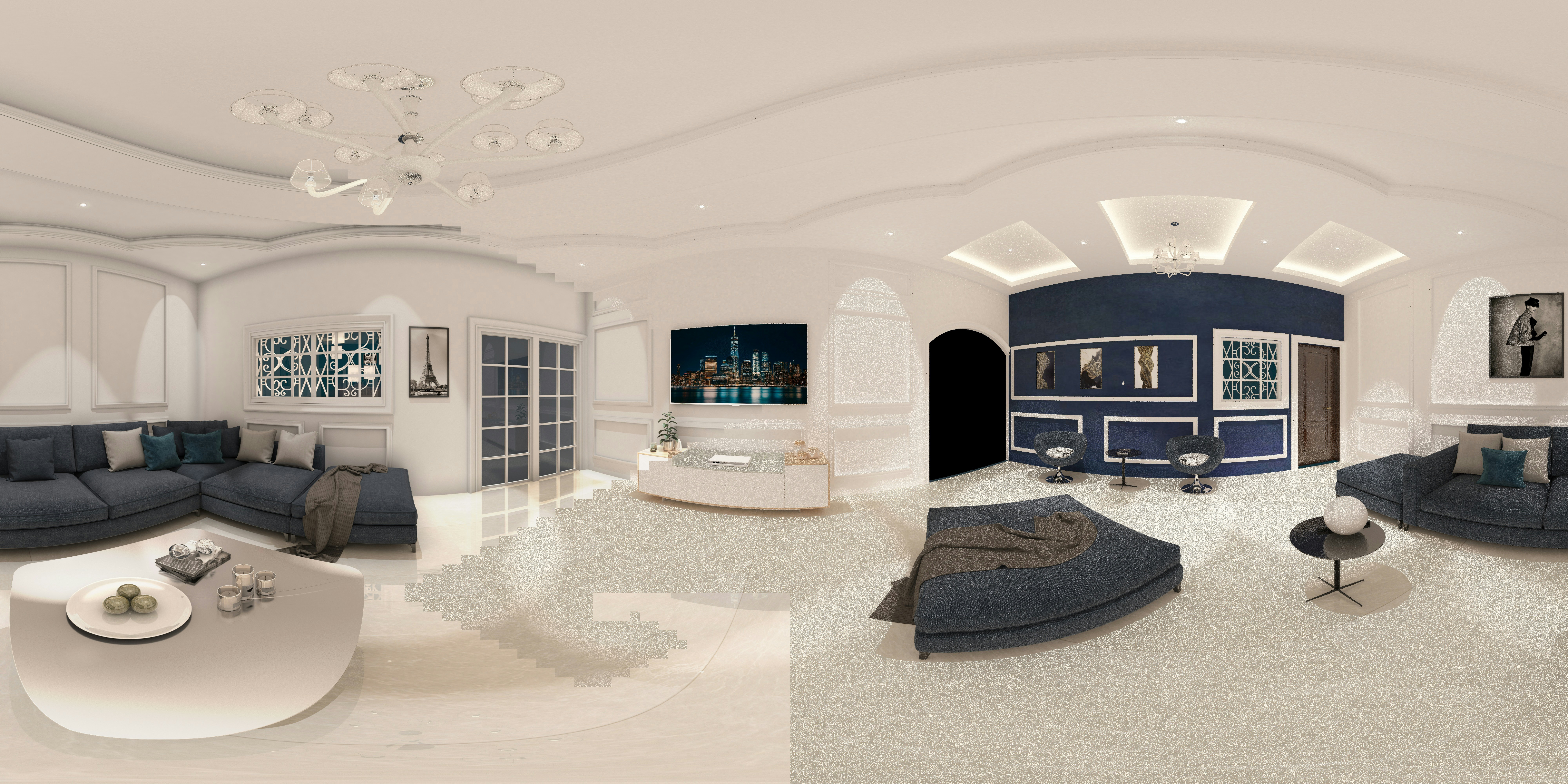 white and black living room