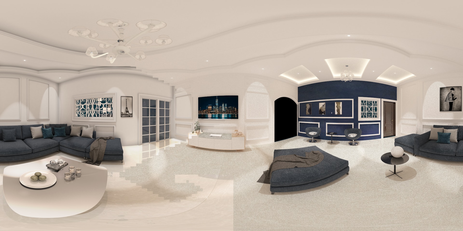 white and black living room