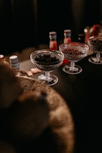 clear wine glass on black table