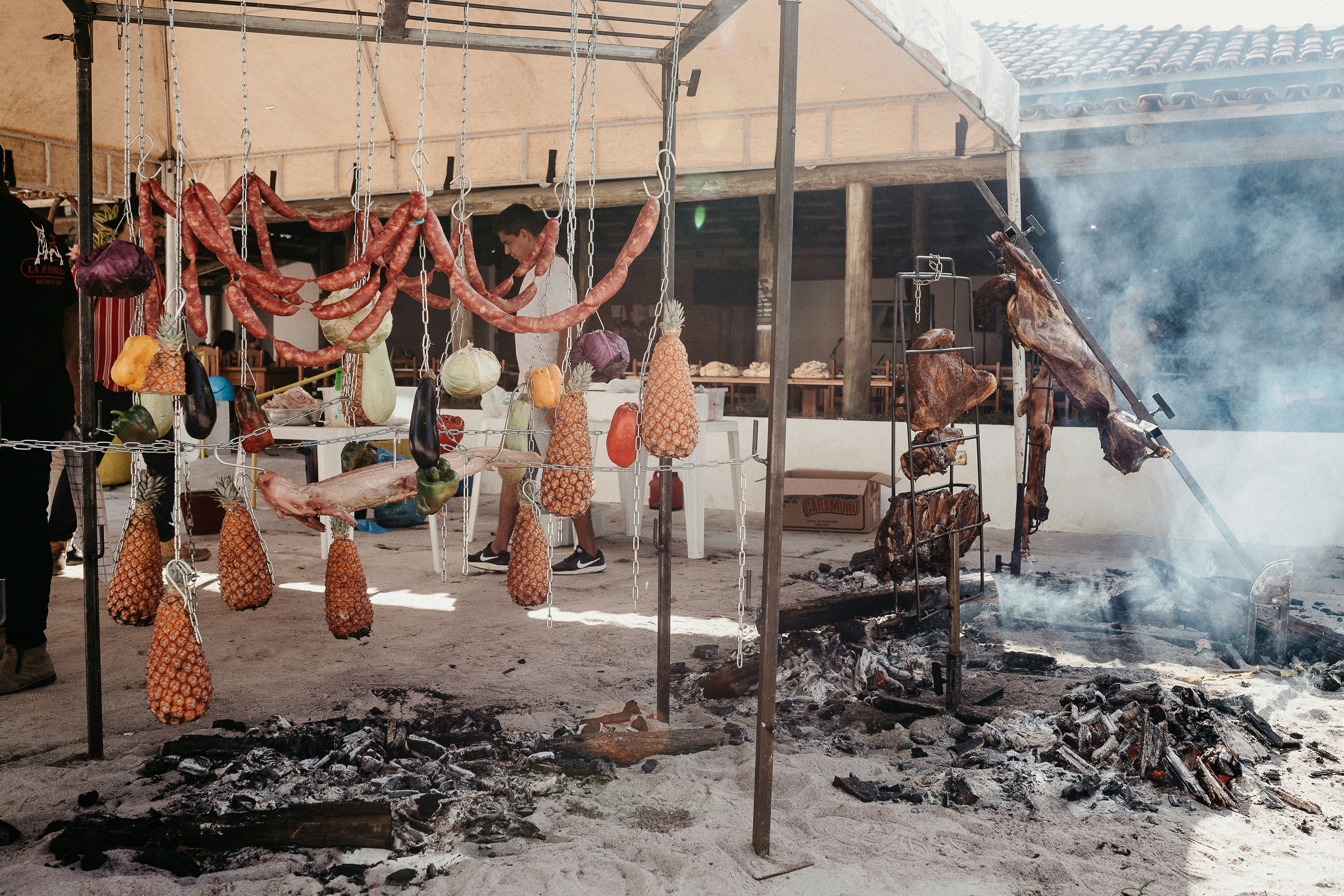 brown and white hanging decors