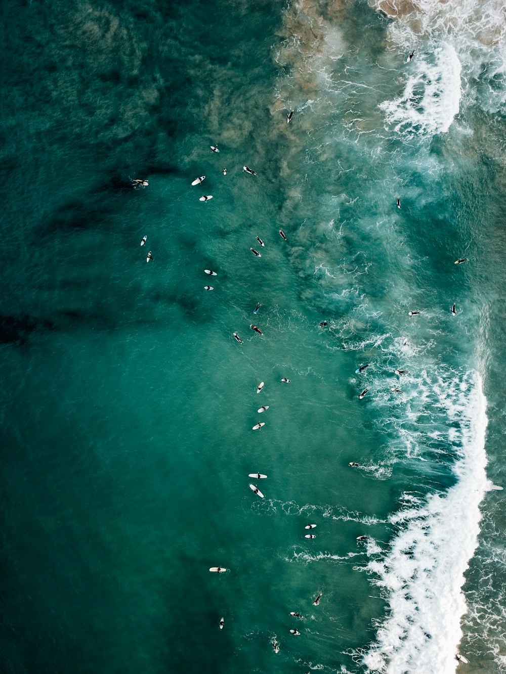 aerial view of ocean waves