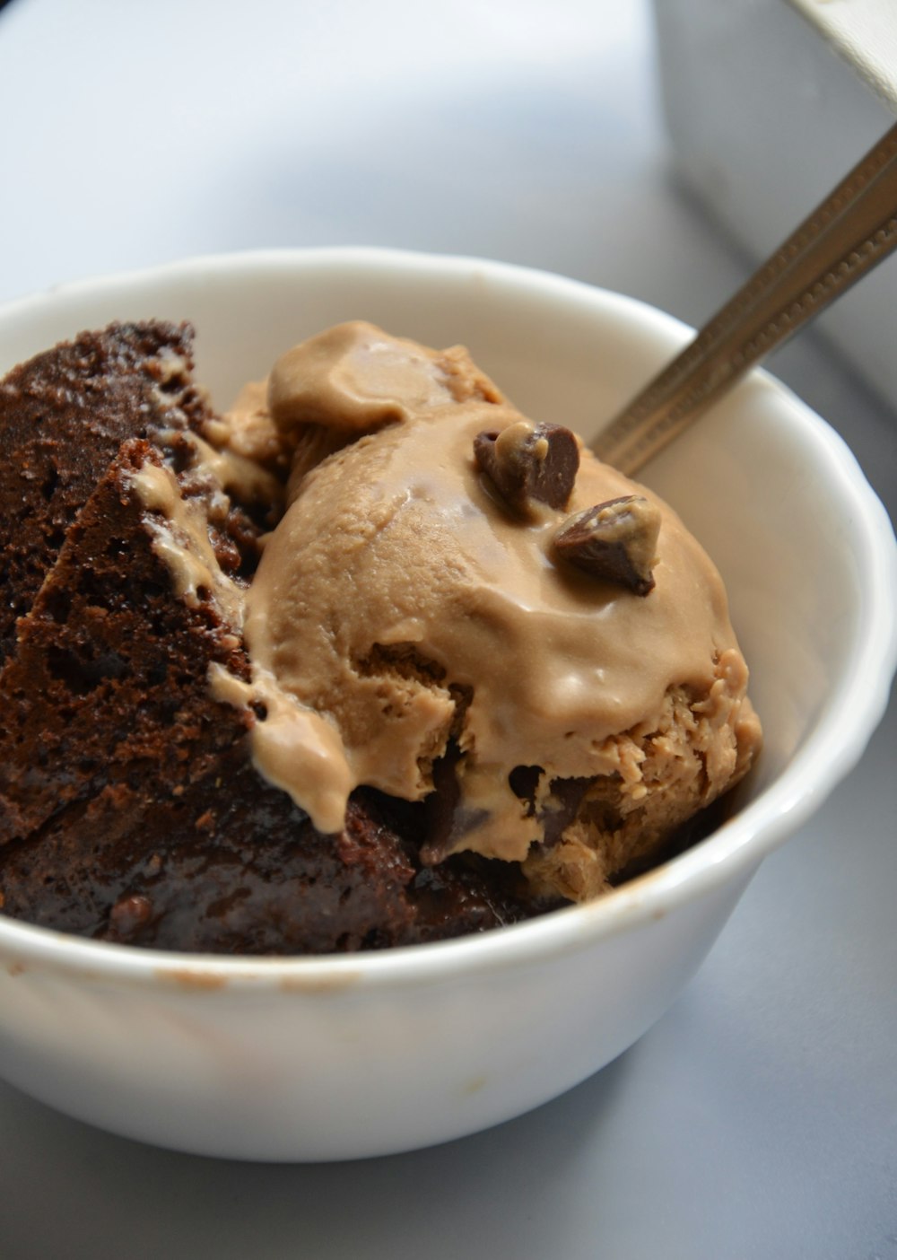 ice cream on white ceramic bowl