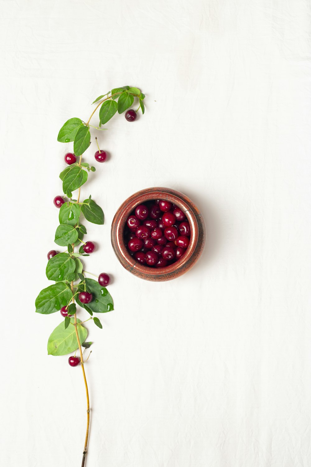 red round fruit on white surface