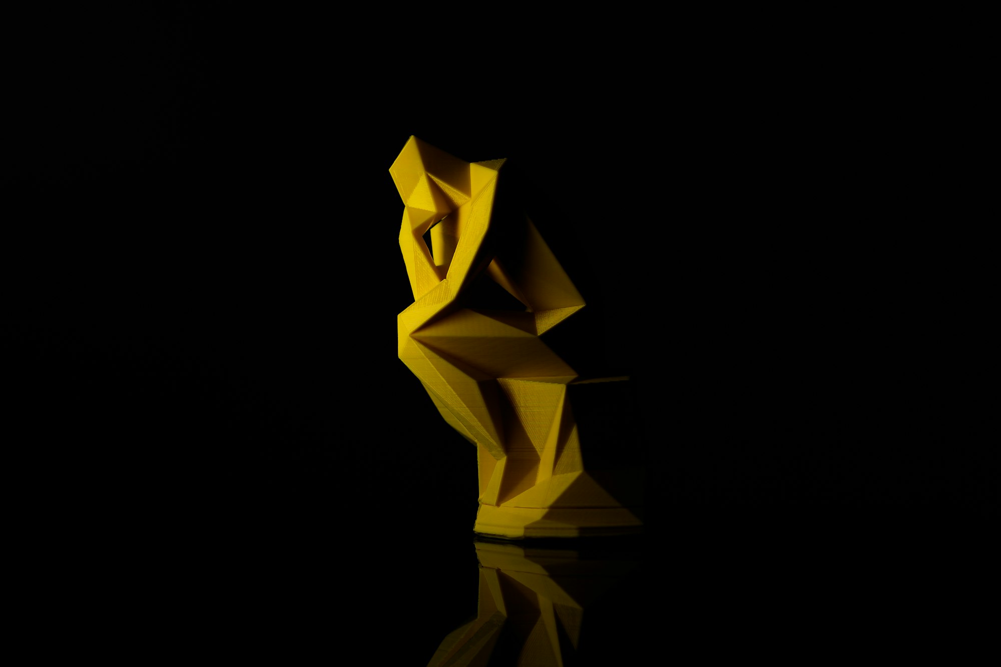the thinker in low poly 3d printed parts