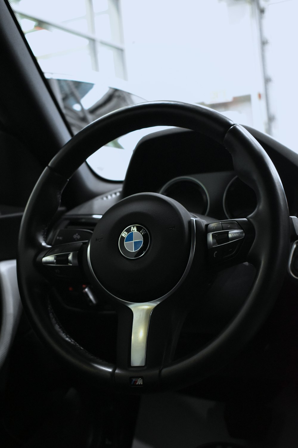 black bmw car steering wheel