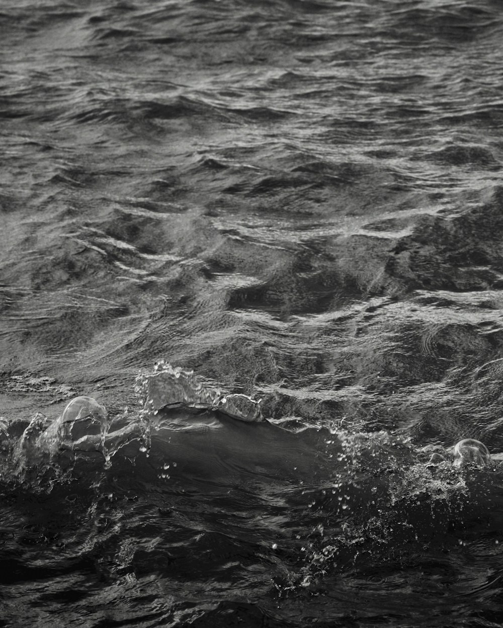 water waves in grayscale photography