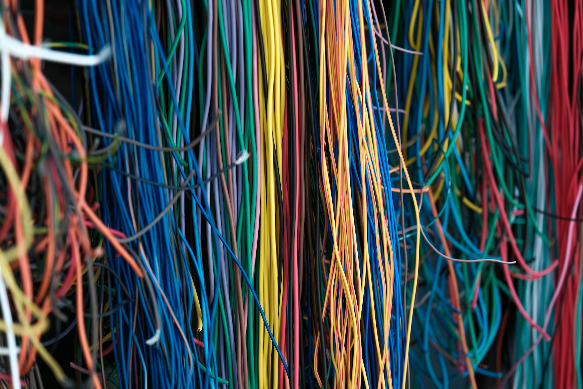 colorful wires used by street vendors in Bangkok. 