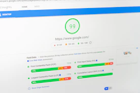 Visual of a website speed optimization report highlighting improved load times and performance scores
