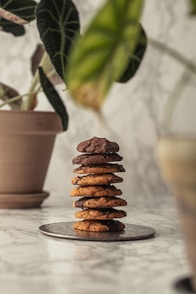 brown cookies on silver round plate