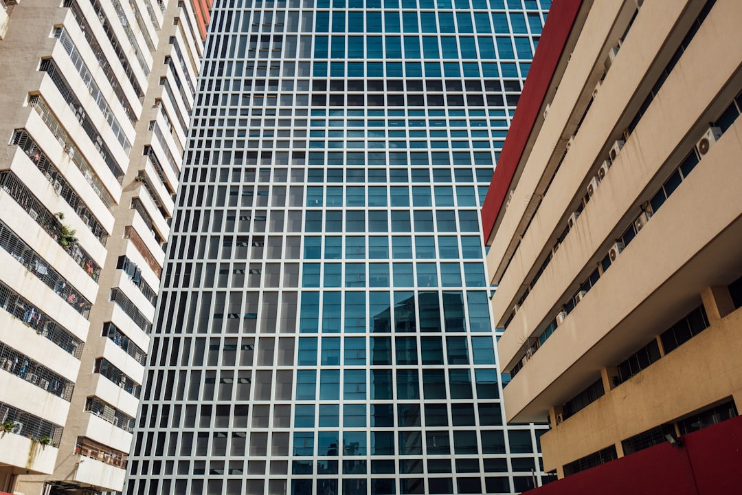 red and blue concrete building